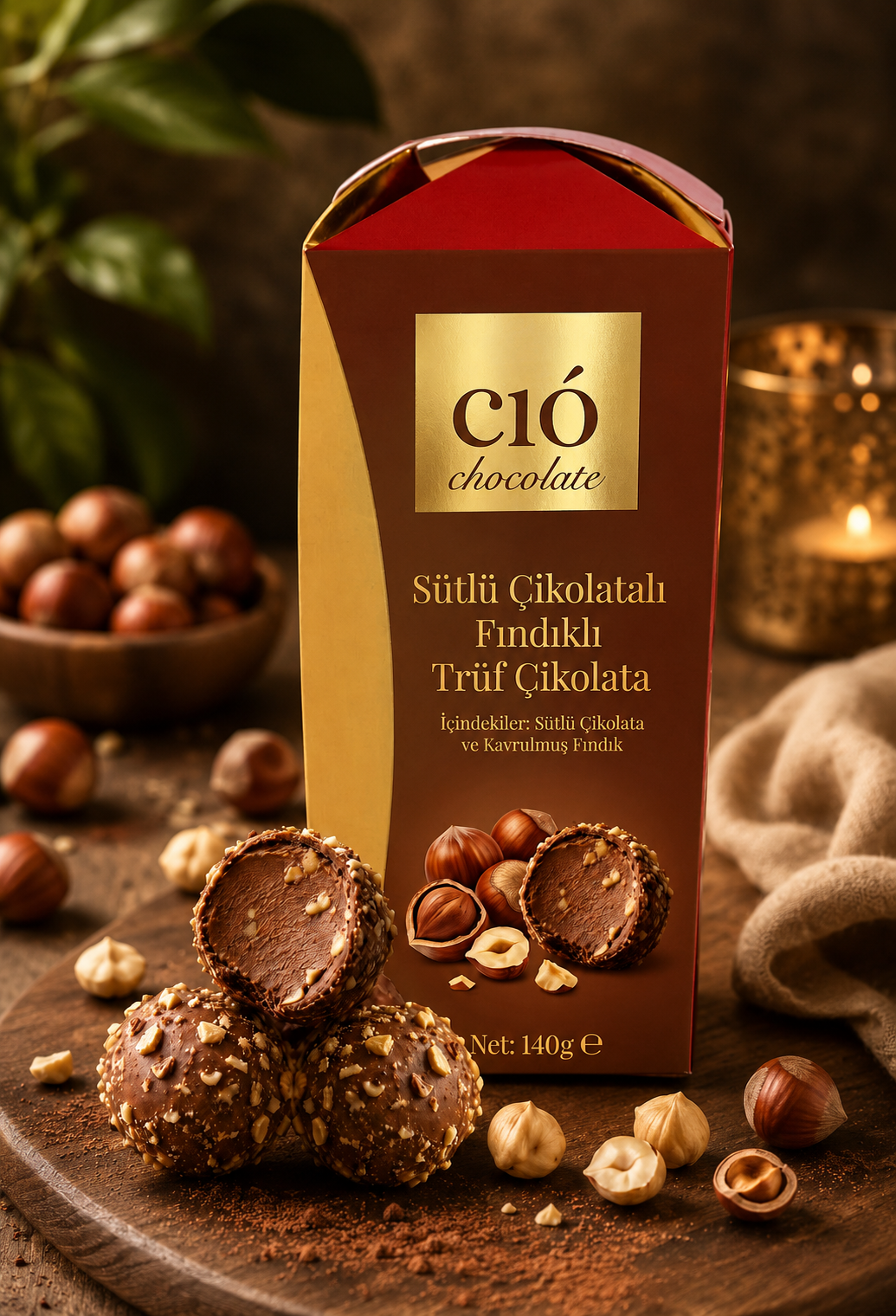 Sütlü Çikolatalı Fındıklı Trüf Çikolata